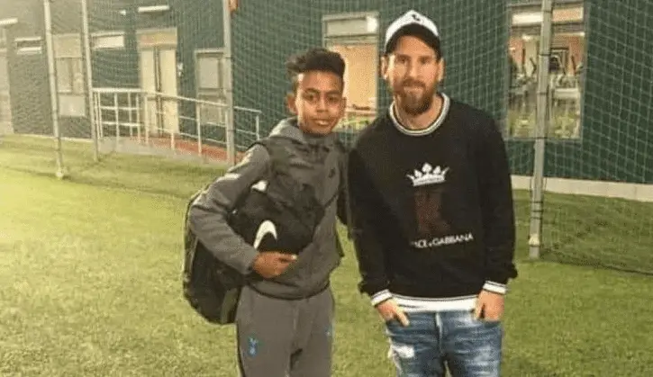 Young Lamine Yamal with Messi