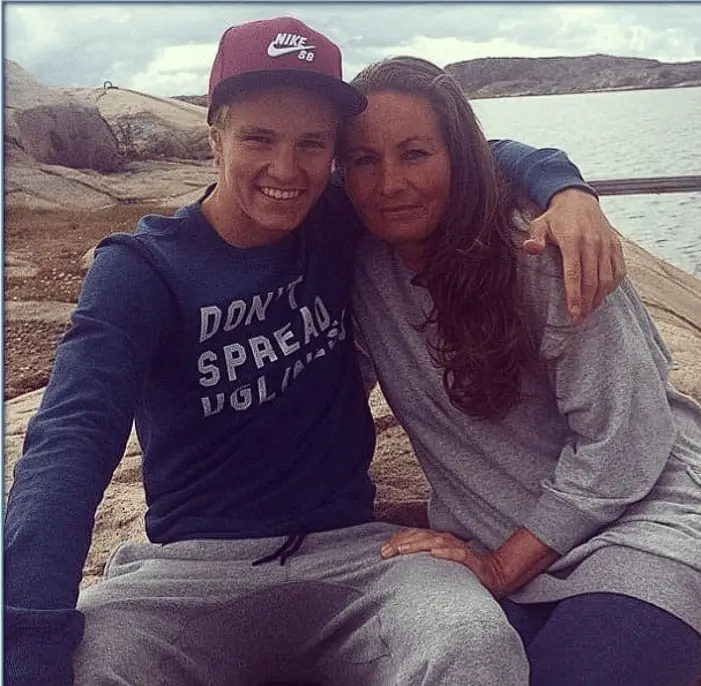 Martin Odegaard with his mother.