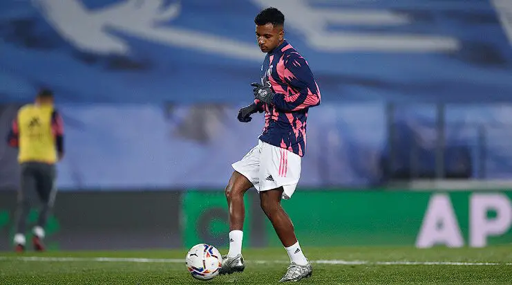 Rodrygo practicing for a game.