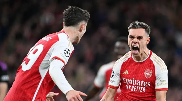 Leandro Trossard after scoring for Arsenal. 