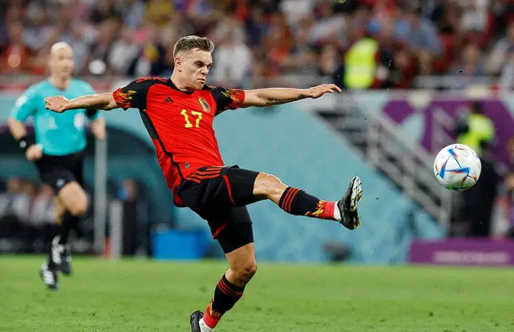 Leandro Trossard playing for Belgium. 