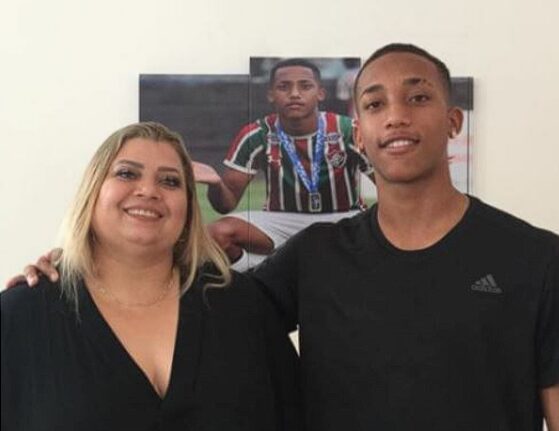 Joao Pedro with his mother. 