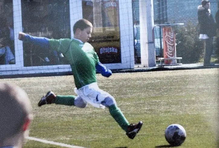 Young Josko Gvardiol playing football. 