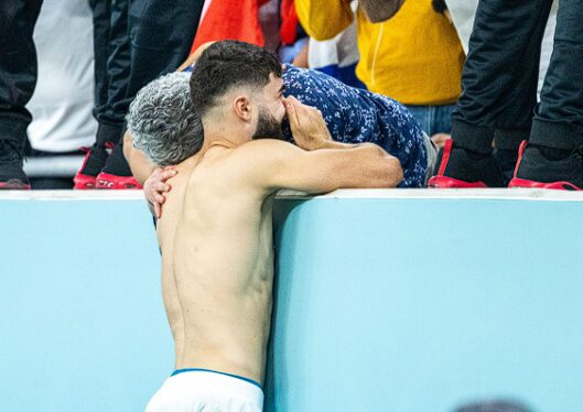 Josko Gvardiol can be seen hugging his mother and being emotional after his match. 