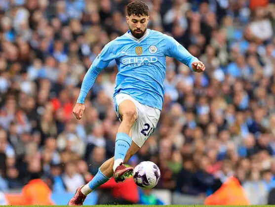 Josko Gvardiol can be seen playing her team, Manchester City. 