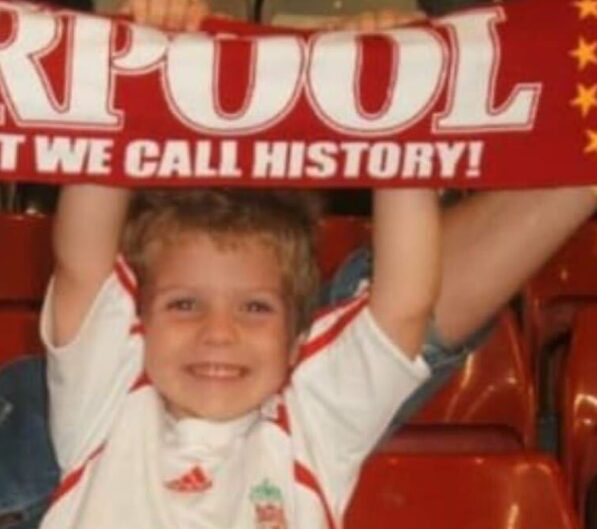 Little Harvey Elliott supporting Liverpool.