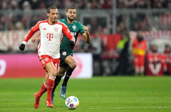 Leroy Sane playing for Bayern Munich with his great abilities. 