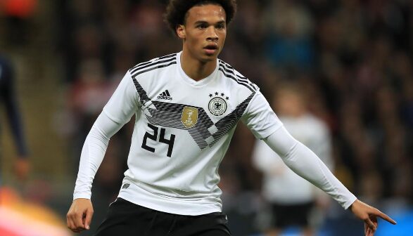 Leroy Sane playing for his national team, Germany.